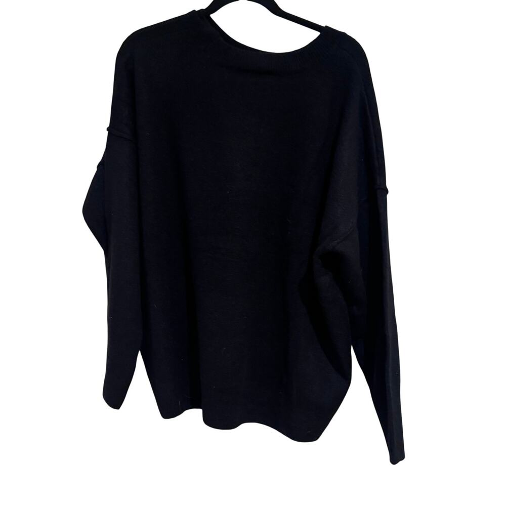 Vince Camuto Crewneck Lurex Star Sweater in Rich Black White Stars Size XL NWT - Picture 6 of 10